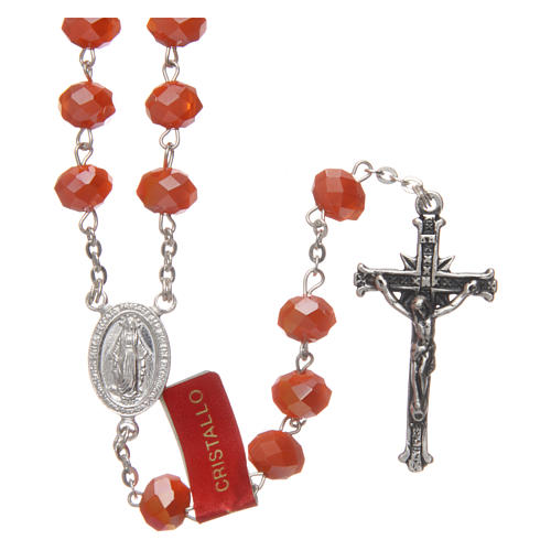 Rosary in opaque orange crystal with thread in 925 silver diameter 6 mm 1