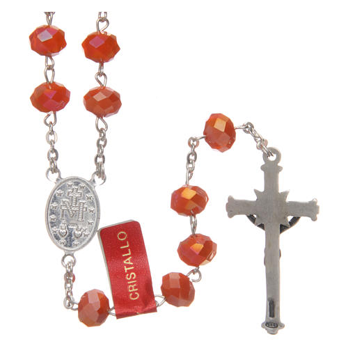 Rosary in opaque orange crystal with thread in 925 silver diameter 6 mm 2