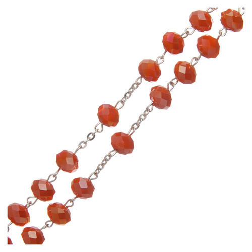 Rosary in opaque orange crystal with thread in 925 silver diameter 6 mm 3