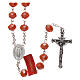 Crystal rosary orange matte beads 6 mm and 925 silver chain s1