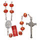 Crystal rosary orange matte beads 6 mm and 925 silver chain s2