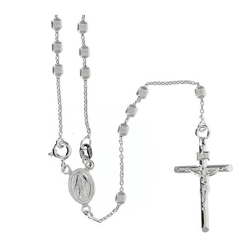 Rosary in 925 silver with cubic beads and fastener 1