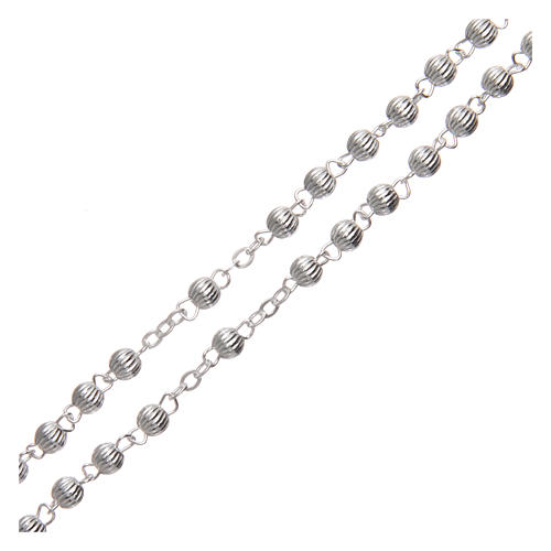 Rosary in 925 silver with lined beads diameter 4 mm 3