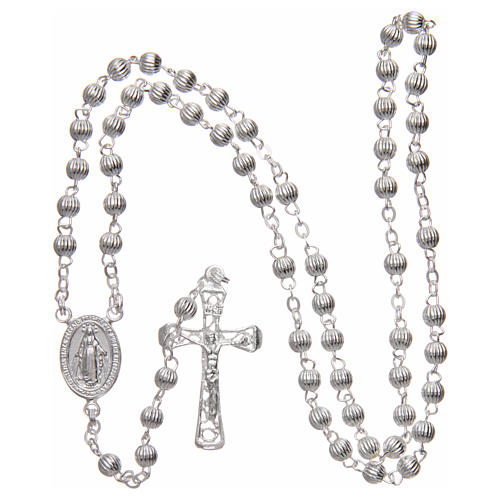 Rosary in 925 silver with lined beads diameter 4 mm 4