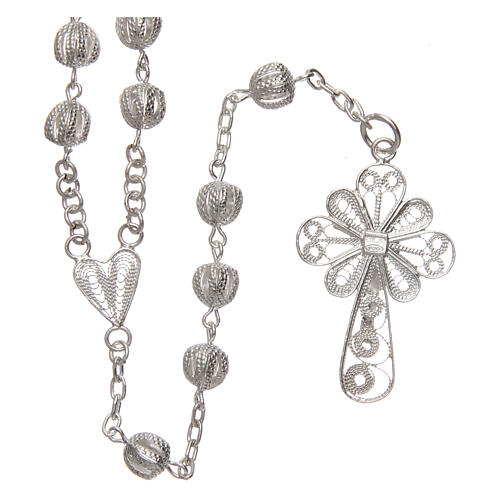 Filigree rosary round beads 925 silver 6 mm 2