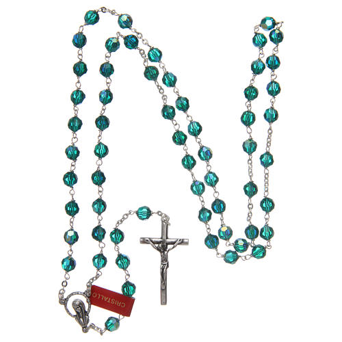 Rosary in faceted gree glass with thread in 925 silver diameter 6 mm 4