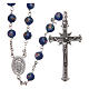 Rosary in blue decorated glass and 925 silver, 6 mm beads s1