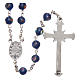 Rosary in blue decorated glass and 925 silver, 6 mm beads s2