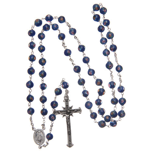 Glass rosary blue decorated beads 6 mm 925 silver 4