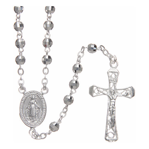 Rosary in faceted glass with thread in 925 silver diameter 4 mm 1