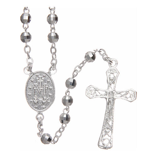 Rosary in faceted glass with thread in 925 silver diameter 4 mm 2