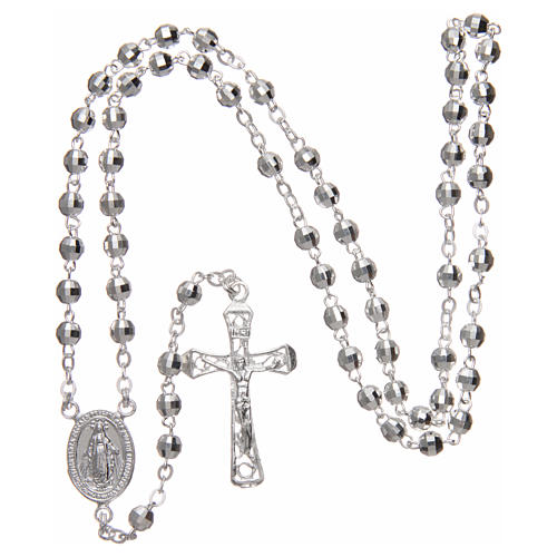 Rosary in faceted glass with thread in 925 silver diameter 4 mm 4