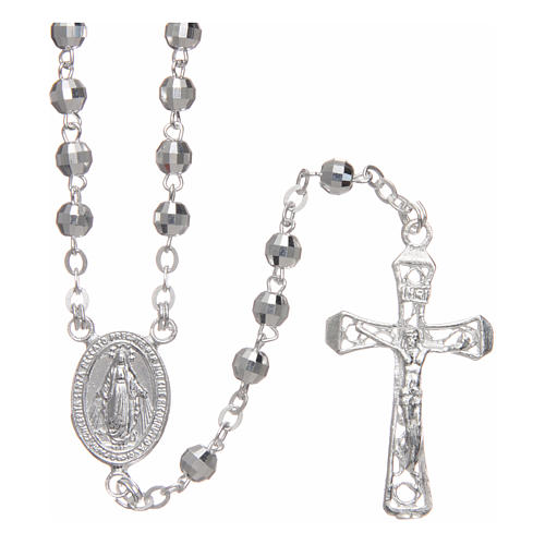 Rosario argento 925 grani sfaccettati mm 4 1