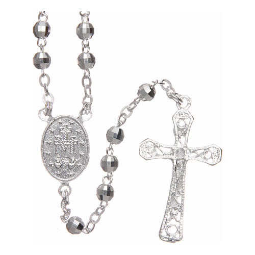 Rosario argento 925 grani sfaccettati mm 4 2