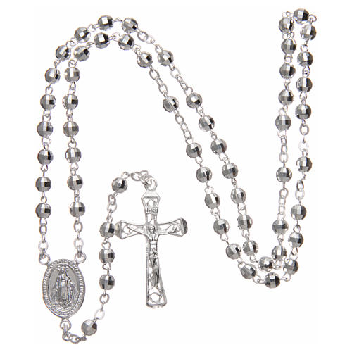 Rosario argento 925 grani sfaccettati mm 4 4
