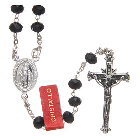 Rosary in black glass 4x6 mm with thread in 925 silver