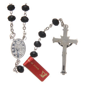 Rosary in black glass 4x6 mm with thread in 925 silver