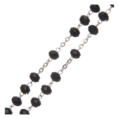 Rosary in black glass 4x6 mm with thread in 925 silver 3