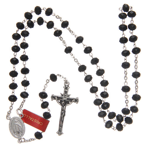 Rosary in black glass 4x6 mm with thread in 925 silver 4