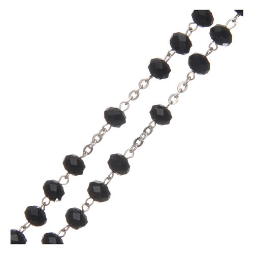 Crystal rosary black beads 4x6 mm 925 silver chain 3
