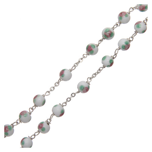 Rosenkranz SIlber 925 weissen Glas 6mm Perlen 3