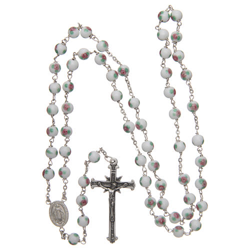 Rosary in decorated white glass with thread in 925 silver diameter 6 mm 4