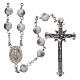 Rosary in decorated white glass with thread in 925 silver diameter 6 mm s1