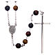 AMEN rosary in rhodium-plated 925 silver with round tiger's eye beads s1