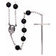 AMEN rosary in rhodium-plated 925 silver with round onyx beads s2