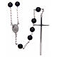 AMEN classic rosary 925 silver and onyx finished in rhodium round beads s1