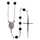 AMEN rosary in rhodium-plated 925 silver with round onyx beads s1