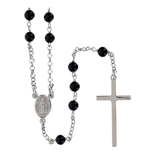 Rosario AMEN clásico plata 925 y ónix rodiado redondo 1