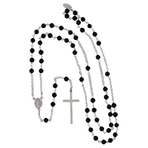 Chapelet AMEN classique argent 925 et onyx rhodié rond 4