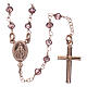 AMEN rosary 925 silver with rosé finish violet crystals round beads s1
