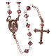 AMEN rosary 925 silver with rosé finish violet crystals white zircons round beads s2