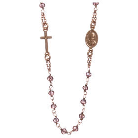 AMEN rosary in pink 925 silver with purple crystals 
