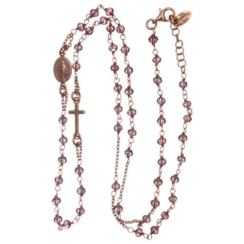 AMEN rosary in pink 925 silver with purple crystals  3