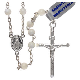 Rosary in mother-of-pearl 925 silver 5 mm