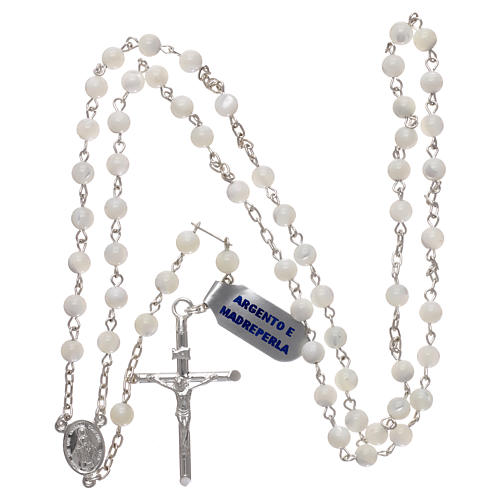 Rosary in mother-of-pearl 925 silver 5 mm 4