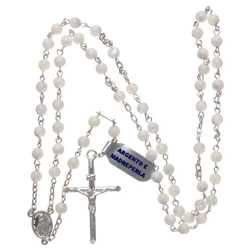 Rosary made of 925 silver and mother-of-pearl 5 mm 4
