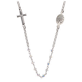 Rosary necklace in 925 silver and transparent crystals