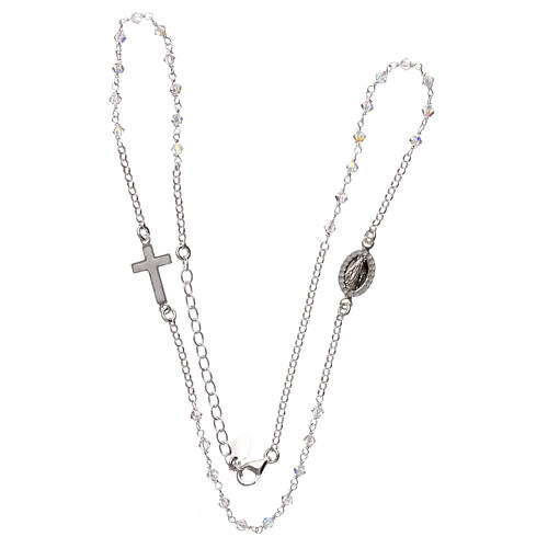 Rosary necklace in 925 silver and transparent crystals 3