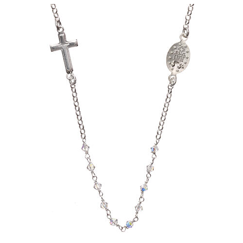 Collar rosario plata 925 con strass transparentes 2