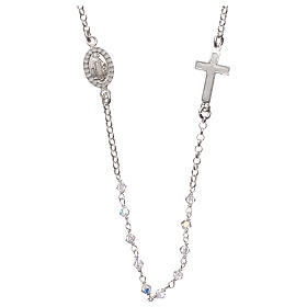 Collana rosario argento 925 con strass trasparenti