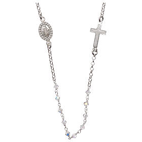 Rosary necklace 925 silver with transparent strass