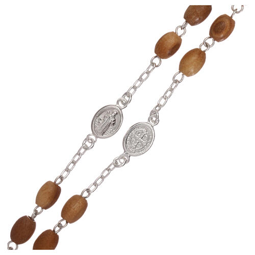 Rosary St Benedict medals as Our Father 925 silver and olive wood 3
