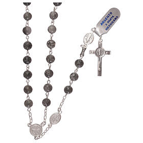 Rosary with Saint Benedict's pater, 925 silver and Mexican agate