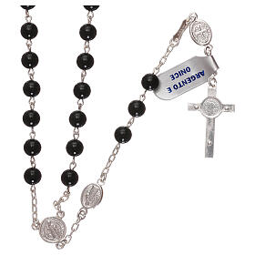 Rosary of Saint Benedict, 925 silver and onyx