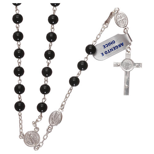 Rosary of Saint Benedict, 925 silver and onyx 1