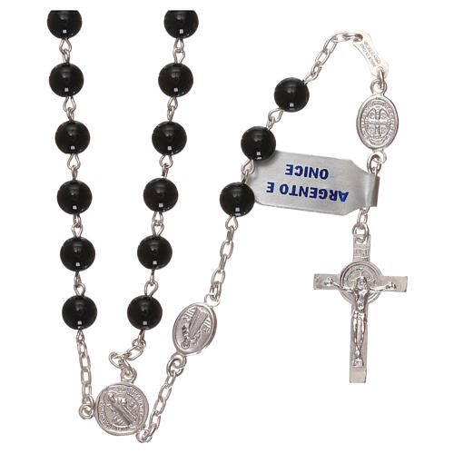 Rosary of Saint Benedict, 925 silver and onyx 2